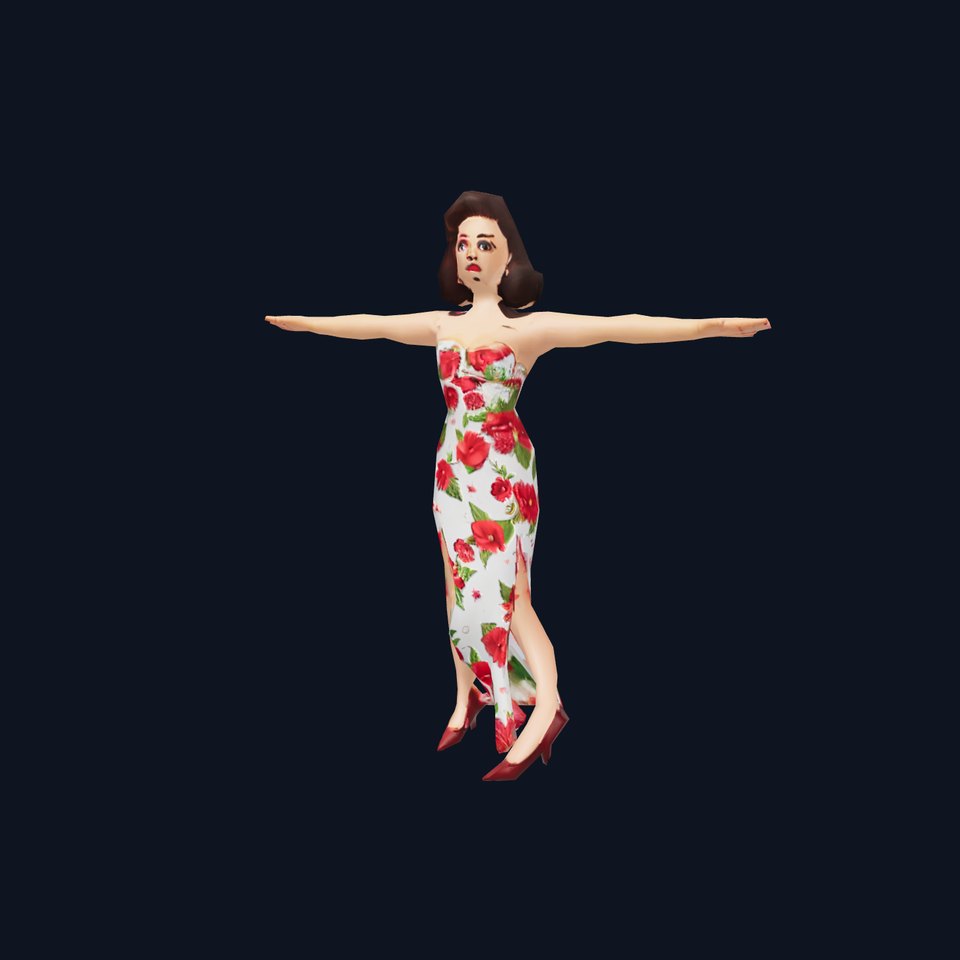 Female Character in Floral Dress Model Pack