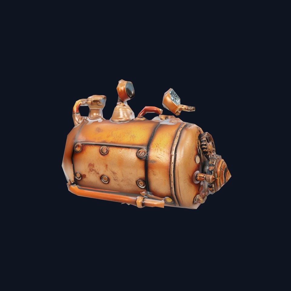 Steampunk Boiler Model Pack with Detailed Brass Finish