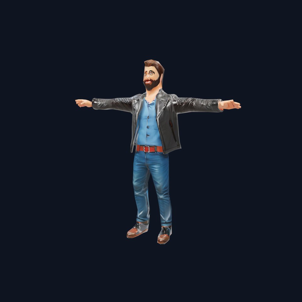 Stylish Male Character in Leather Jacket Model Pack