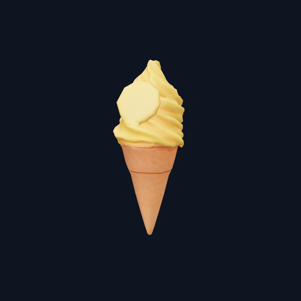 Mango Ice Cream Cone Model Pack with Swirl Design