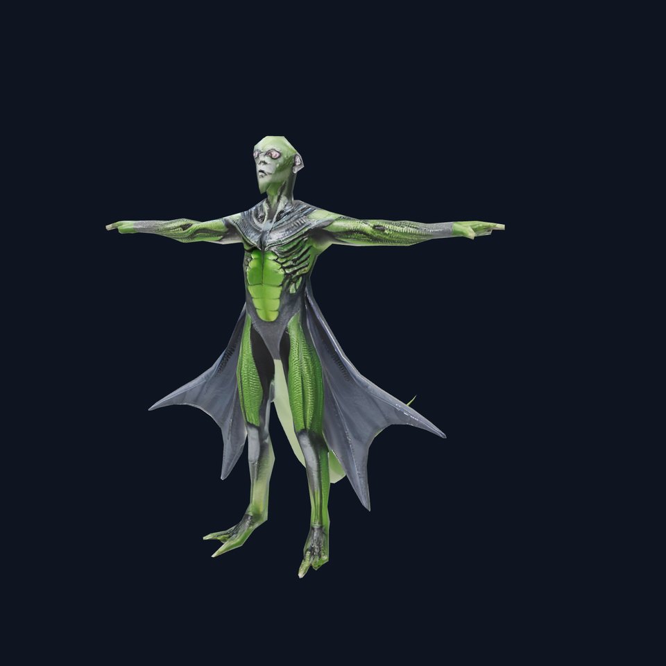 Alien Reptile Creature with Cape Model Pack