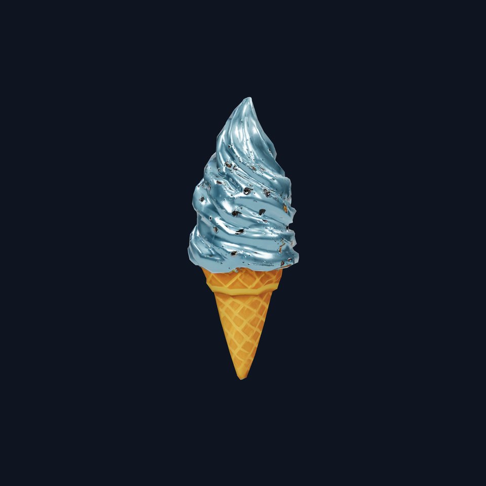 Realistic Ice Cream Cone Model Pack with Blue Swirl Texture
