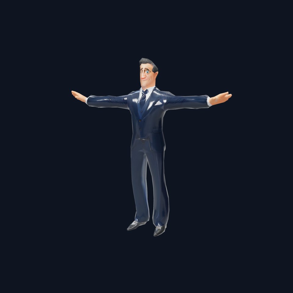 Cartoon Businessman Character in Suit Model Pack