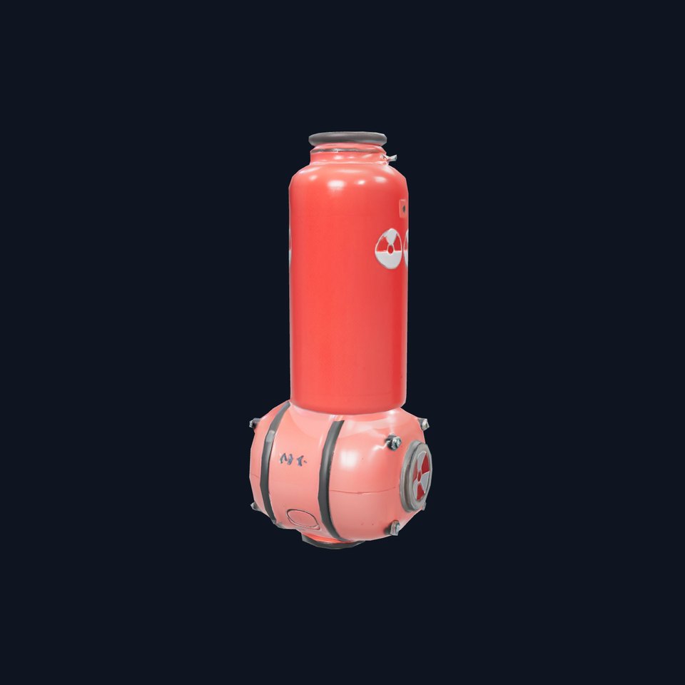 Futuristic Red Canister Model Pack with Radiation Symbols