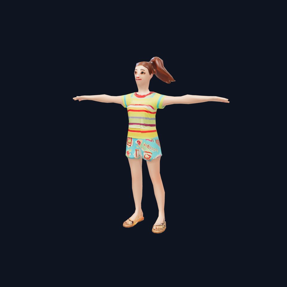 Animated Female Character Casual Outfit Model Pack