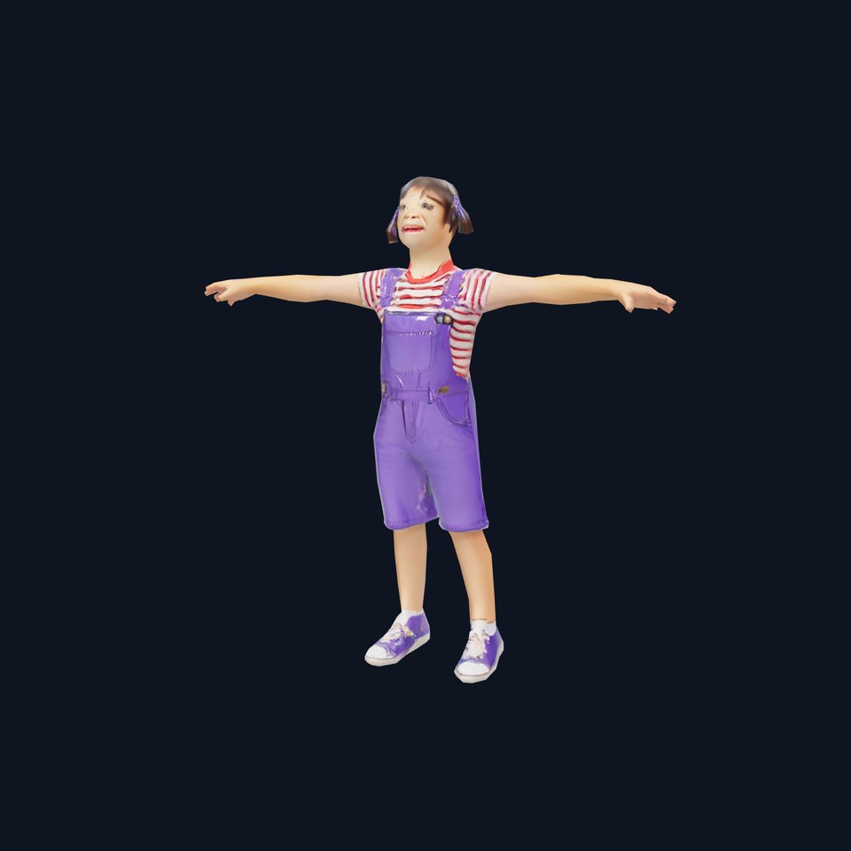 Cheerful Child in Purple Overalls Model Pack