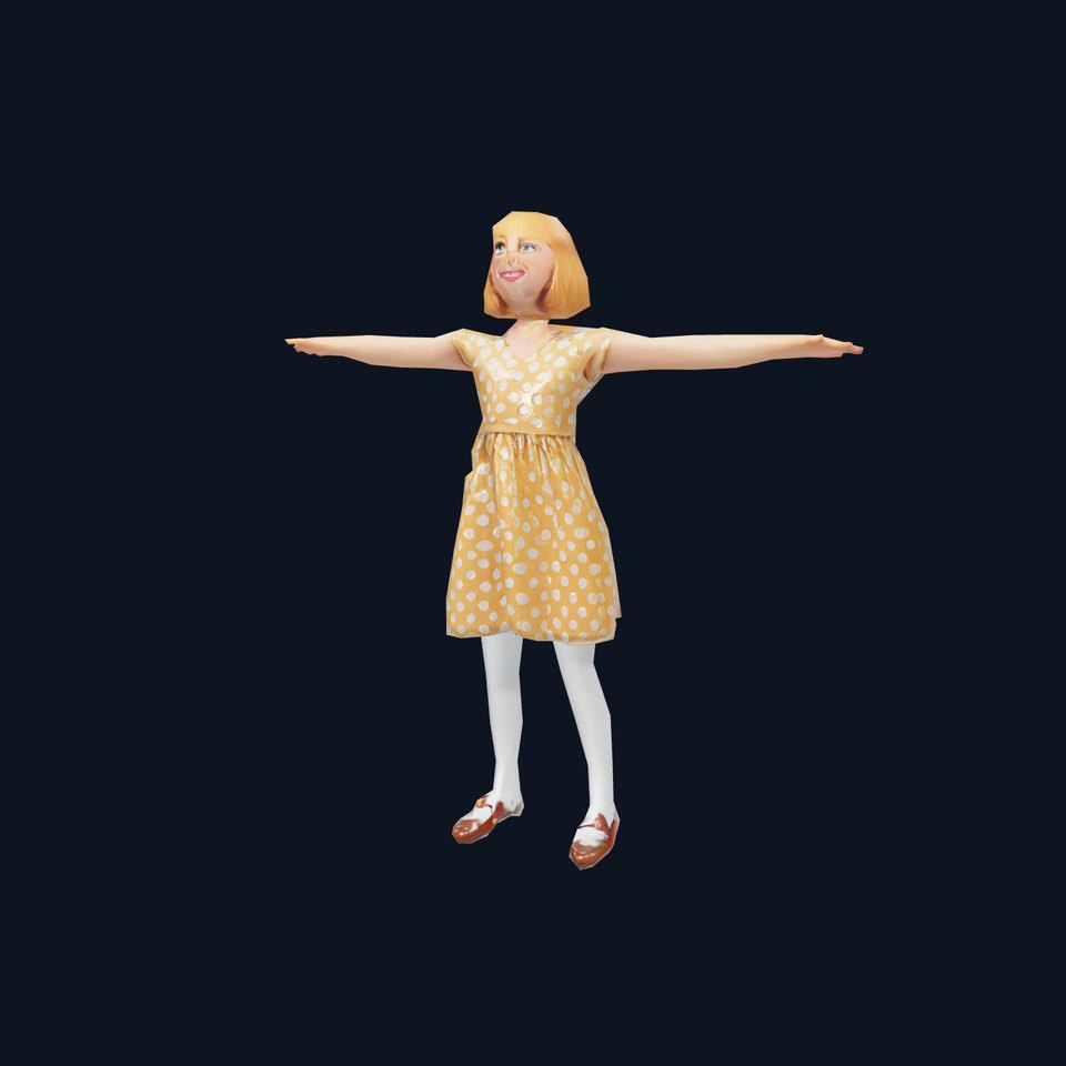 Cheerful Girl in Polka Dot Dress Model Pack