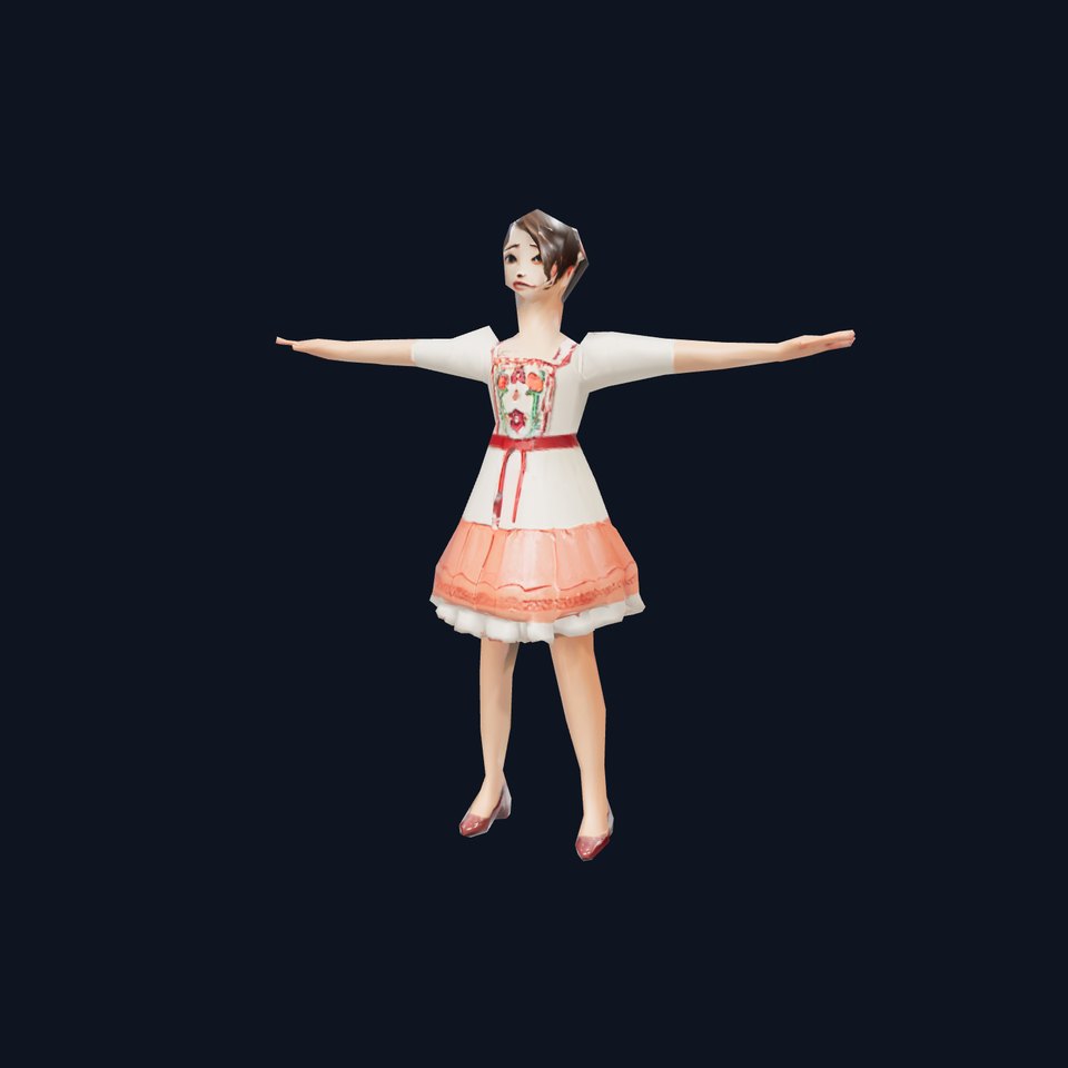 Animated Character in Floral Dress Model Pack