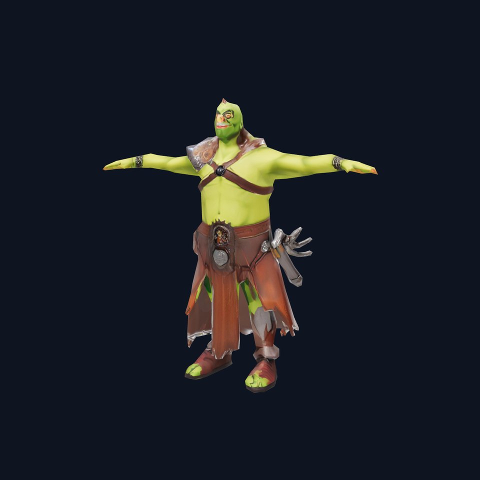 Green Orc Warrior Model Pack with Armor and Accessories