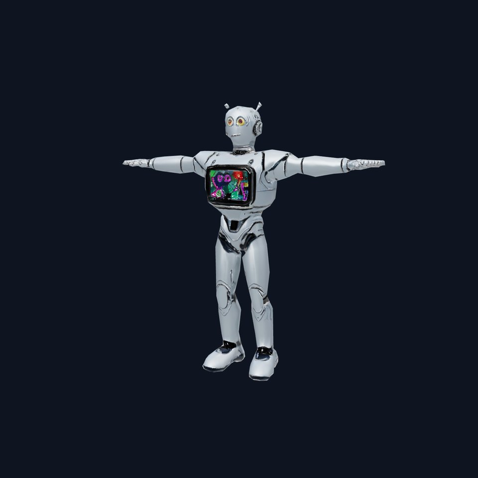Silver Retro Robot model pack