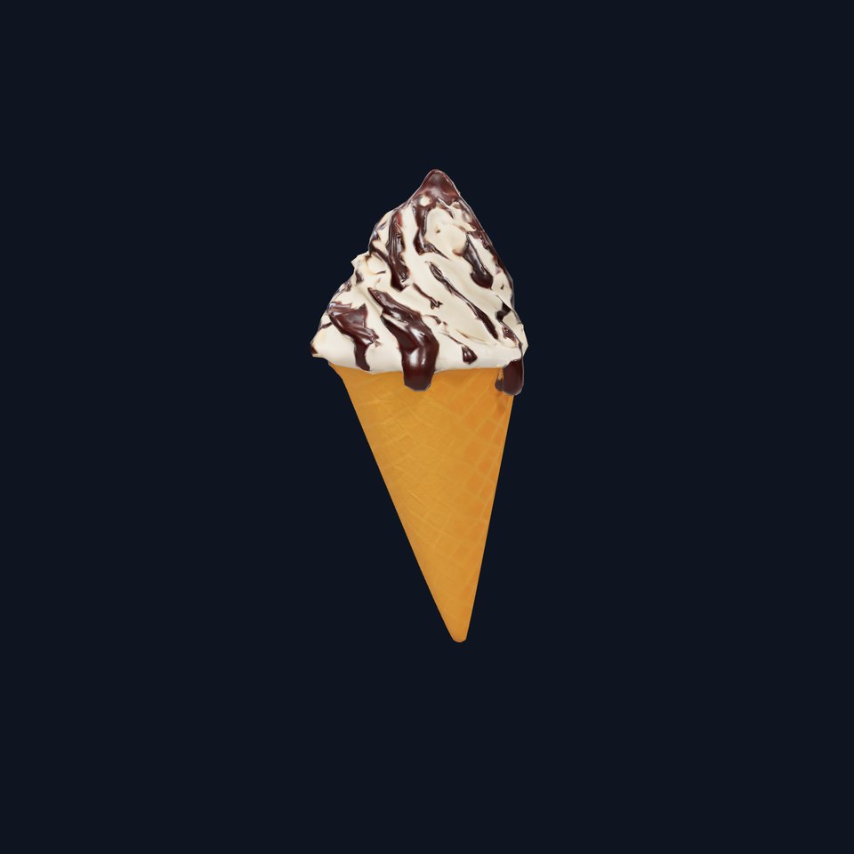 Chocolate Drizzle Ice Cream Cone model pack