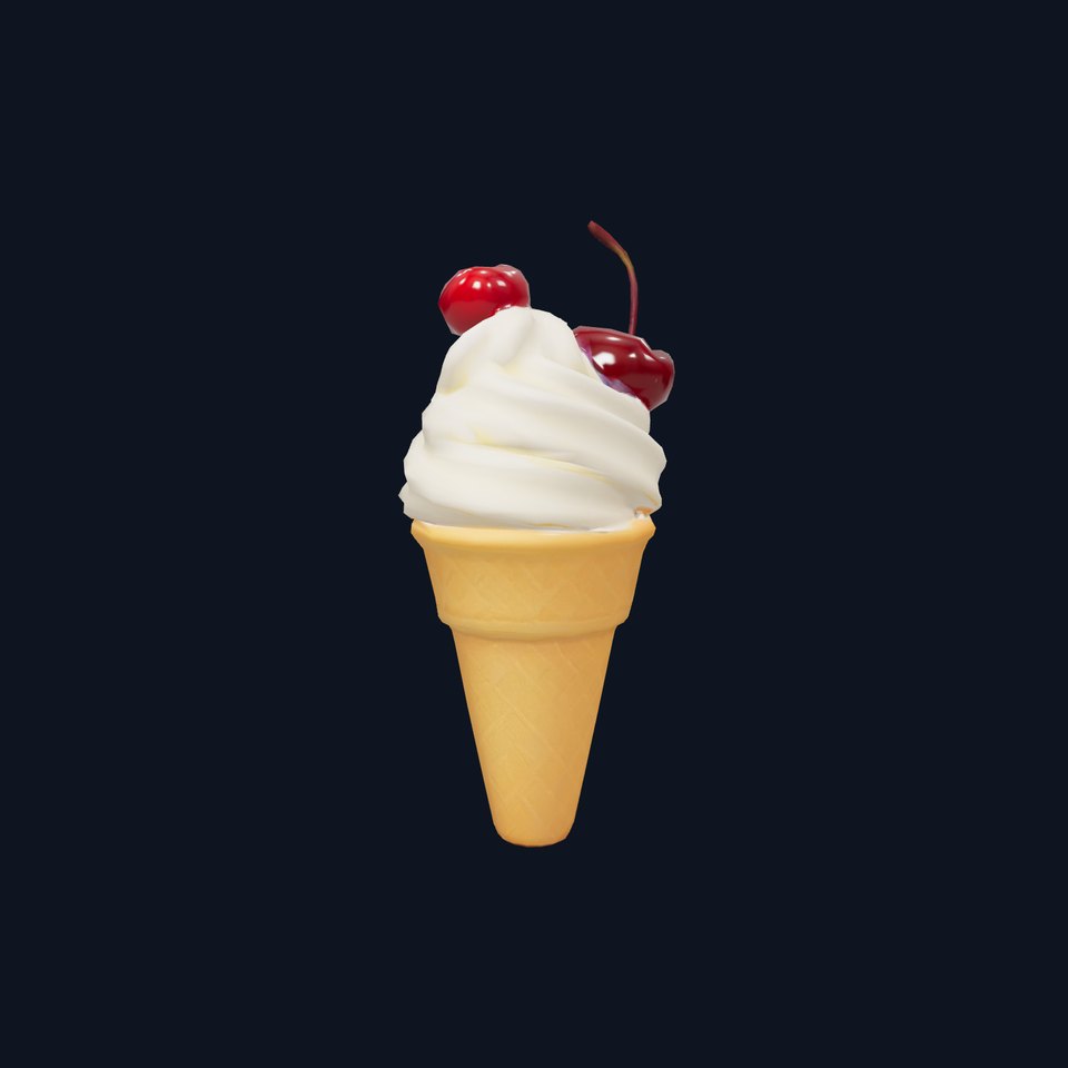 Cherry Vanilla Ice Cream Cone model pack