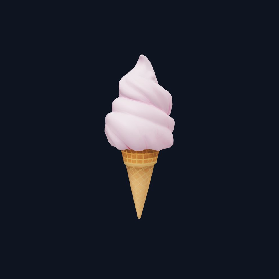 Strawberry Ice Cream Cone model pack