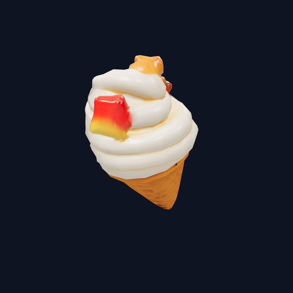 Swirled Ice Cream Cone with Gummies model pack