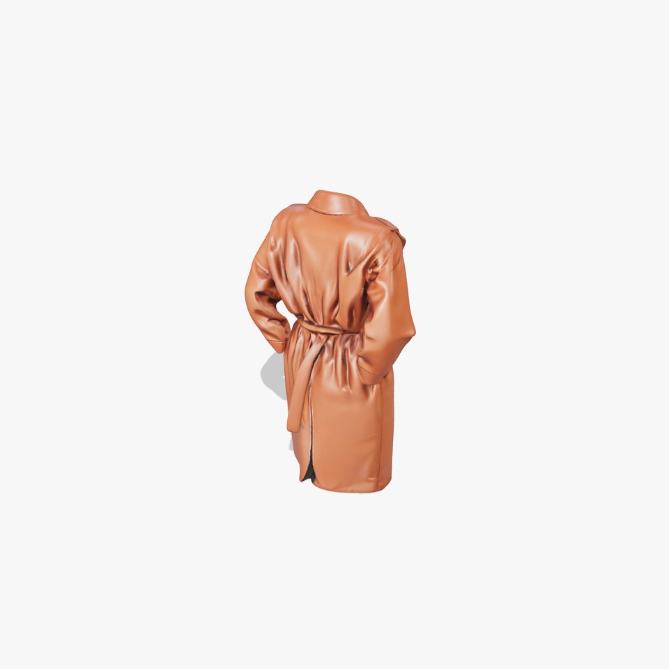Brown Leather Trench Coat model pack