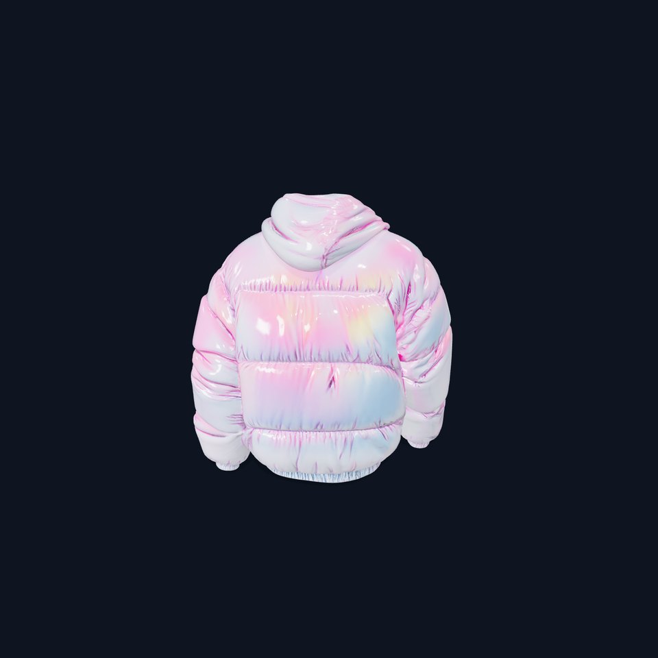 Iridescent Puffer Jacket model pack