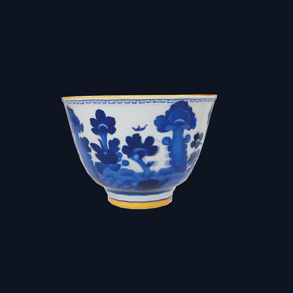 Blue Floral Porcelain Teacup model pack