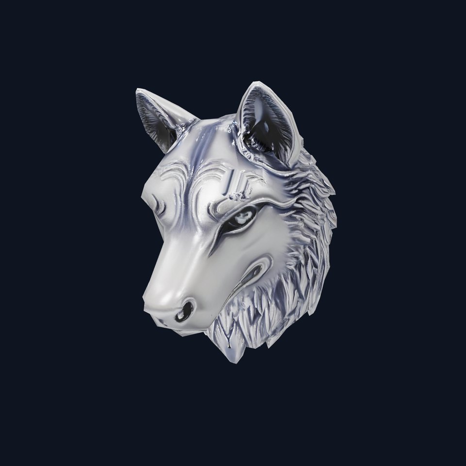 Silver Wolf Head Sculpture model pack