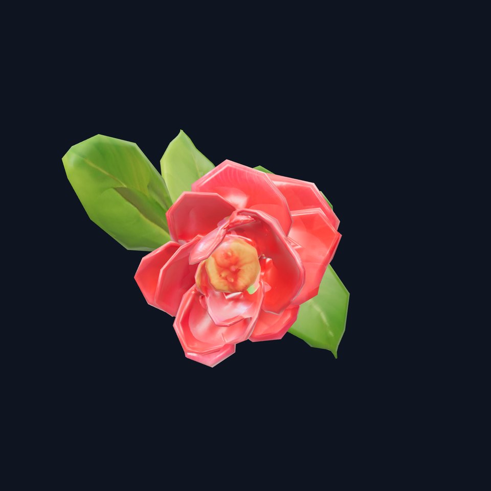 Crimson Camellia Blossom model pack