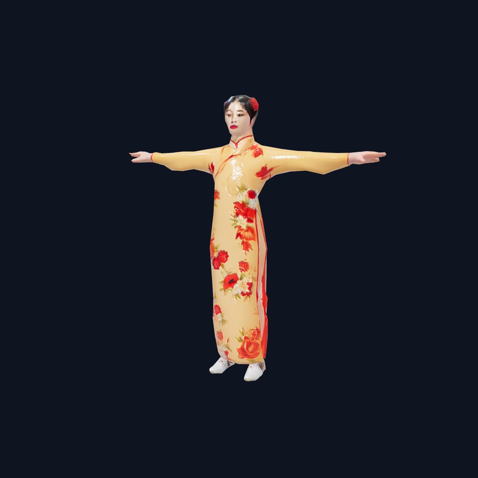 Elegant Floral Dress model pack