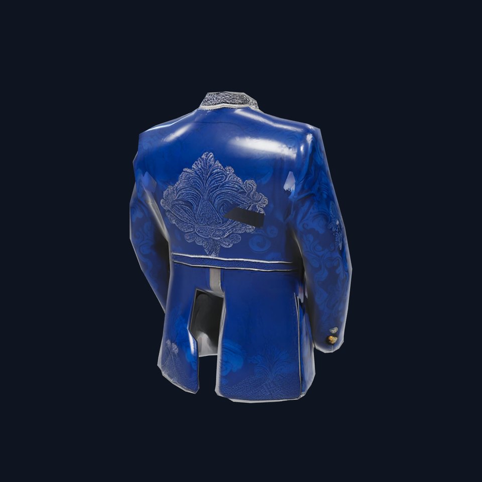Royal Blue Brocade Jacket model pack