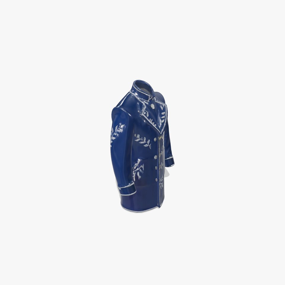 Navy Embroidered Coat model pack