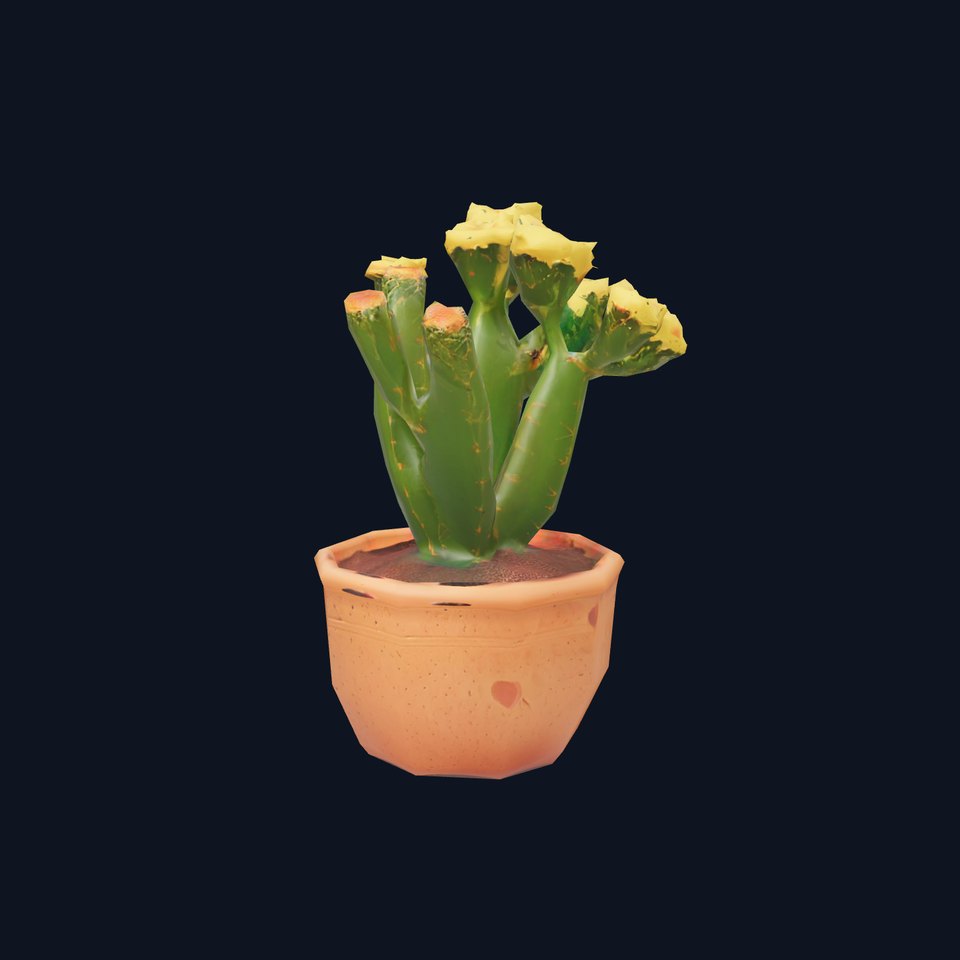 Yellow Blooming Cactus model pack