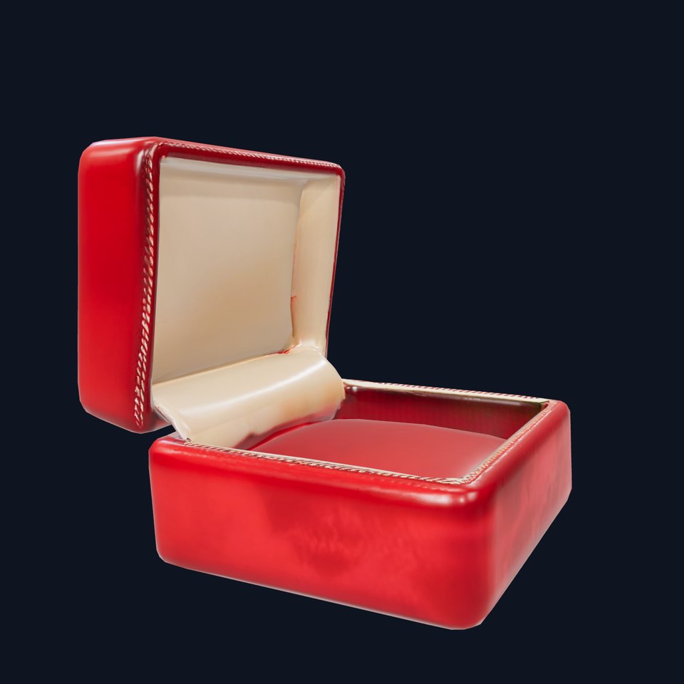Elegant Red Velvet Jewelry Box model pack