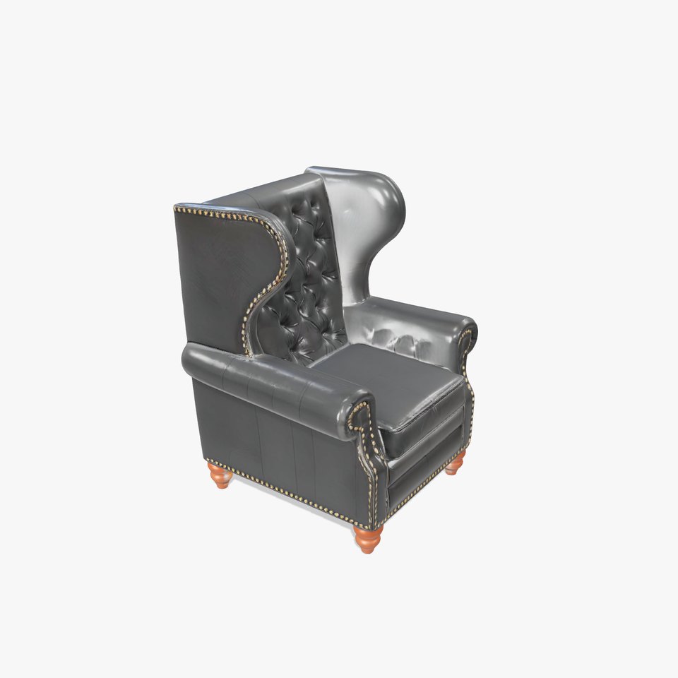 Elegant Leather Wingback Chair model pack