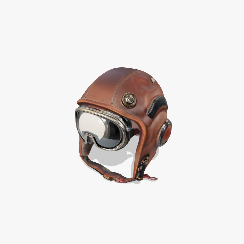 Vintage Leather Aviator Helmet model pack