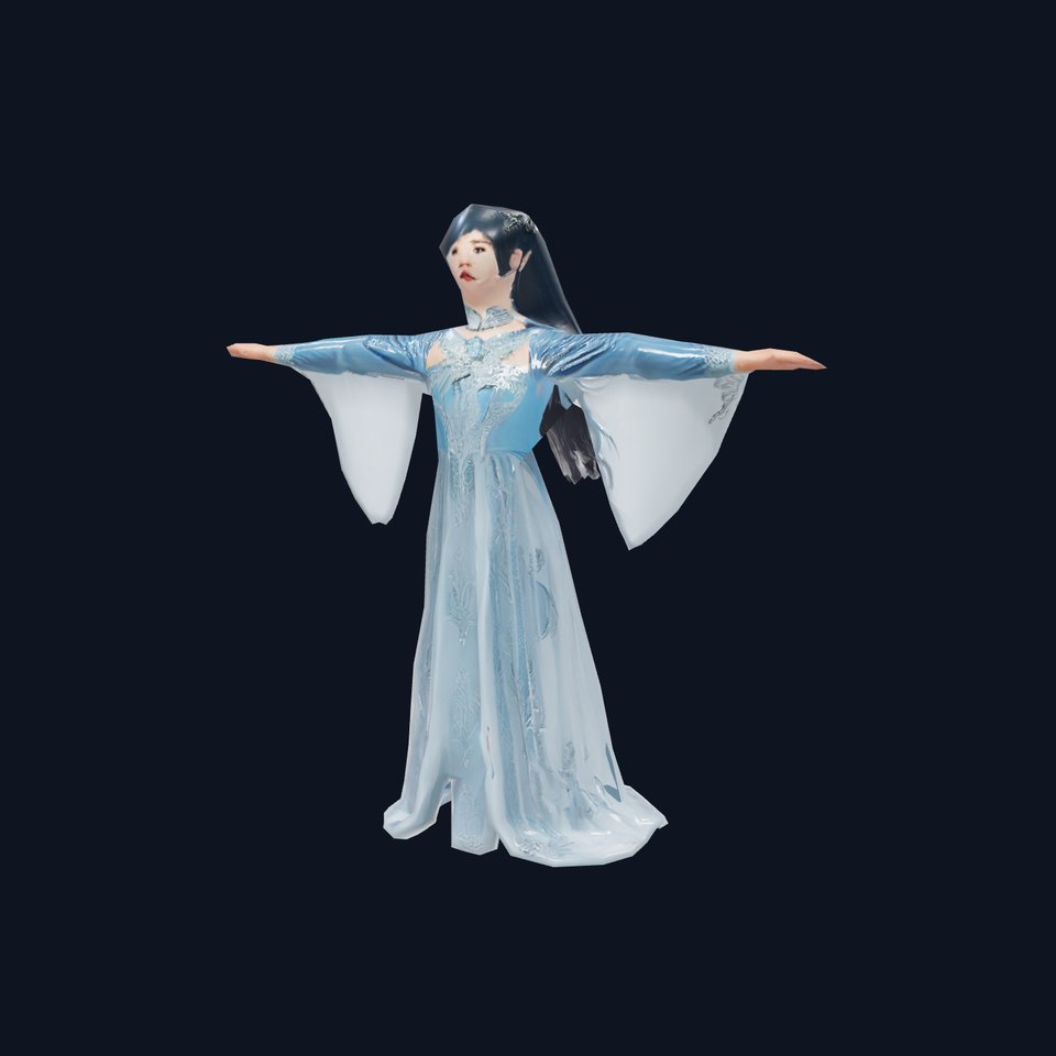 Elegant Blue Dress model pack