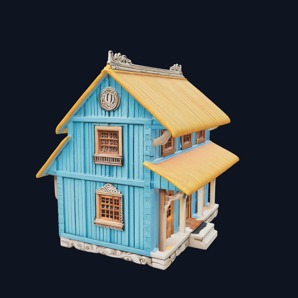 Traditional Teal Cottage model pack
