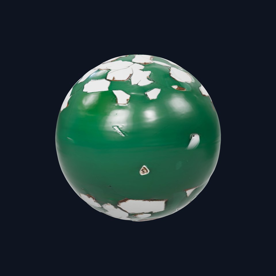 Chipped Paint Green Wall HQ PBR Textures Set