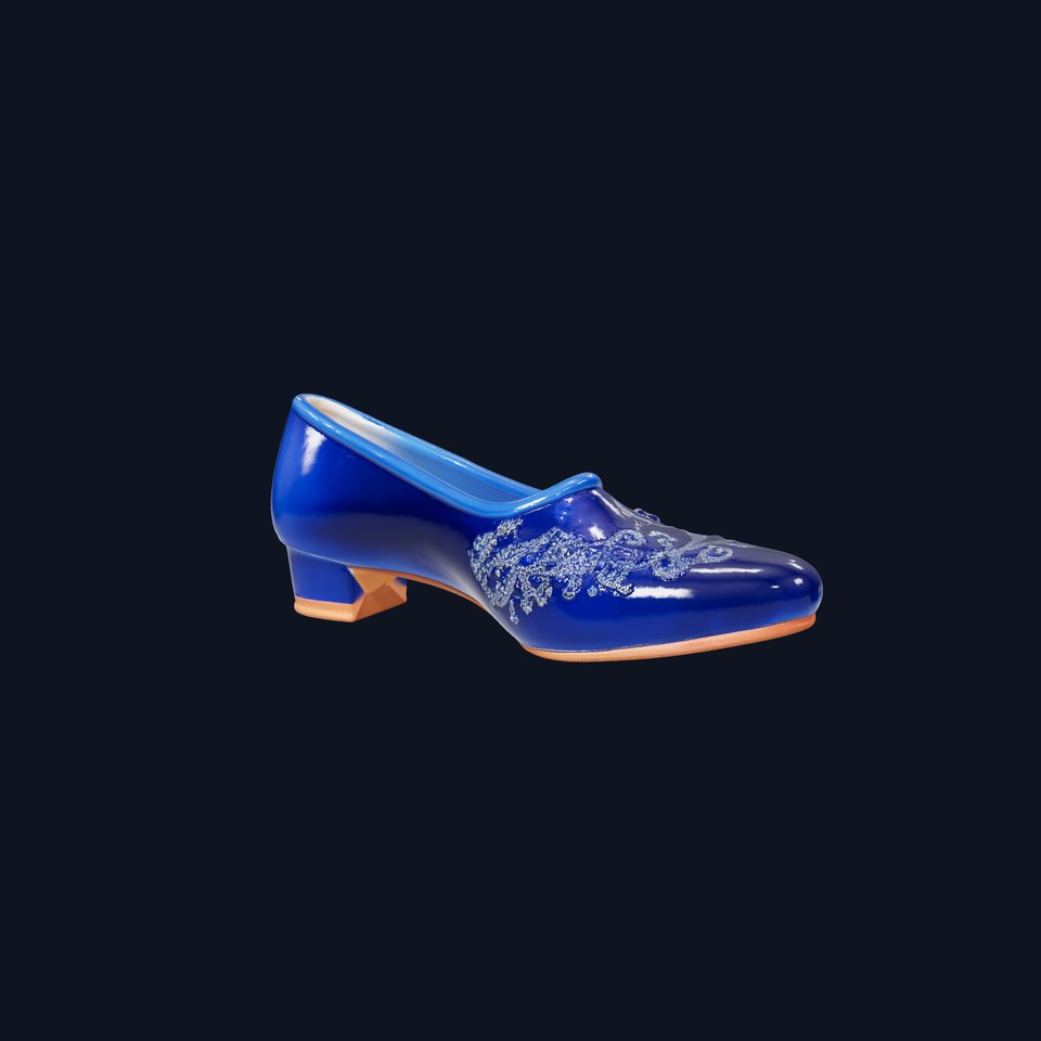 Royal Blue Velvet Shoe model pack