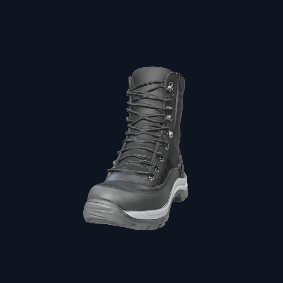 Sturdy Black Hiking Boot model pack
