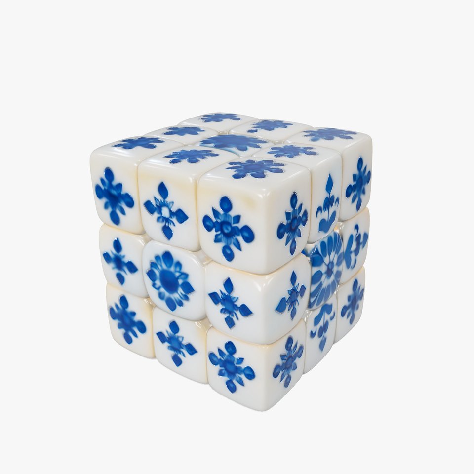 Porcelain Blue Pattern Cube model pack