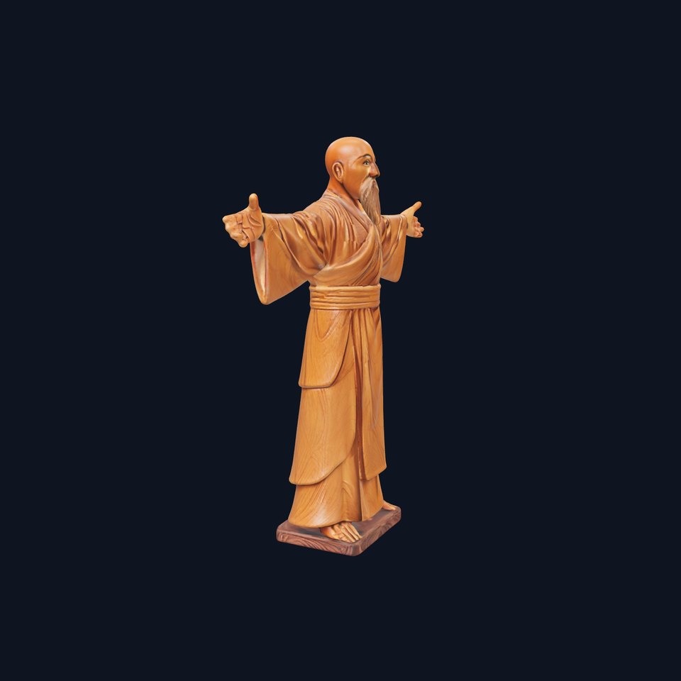 Serene Wooden Monk model pack