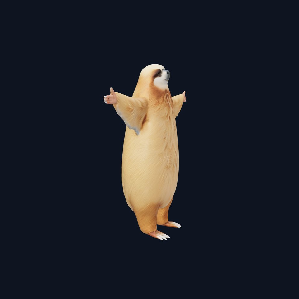 Fluffy Sloth Character model pack