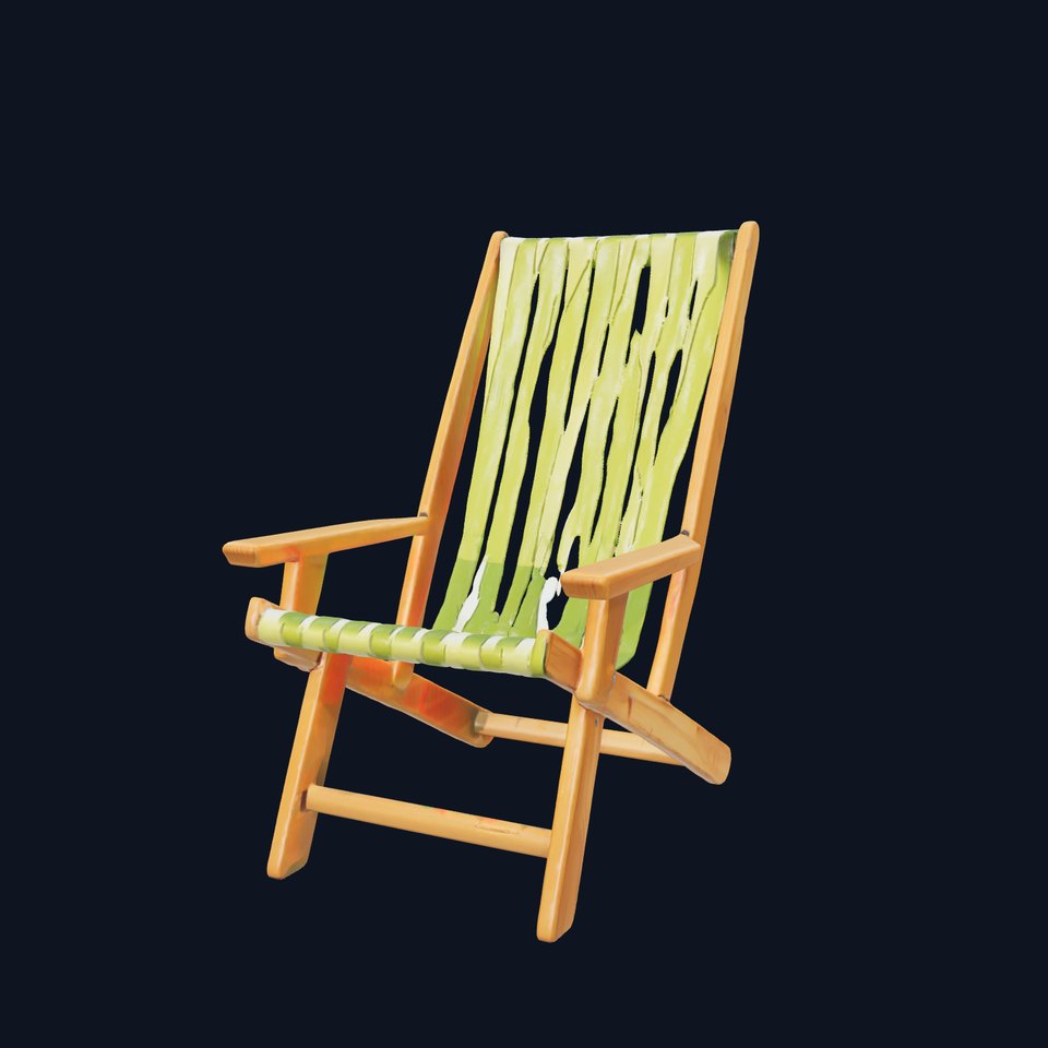 Green Striped Beach Chair model pack