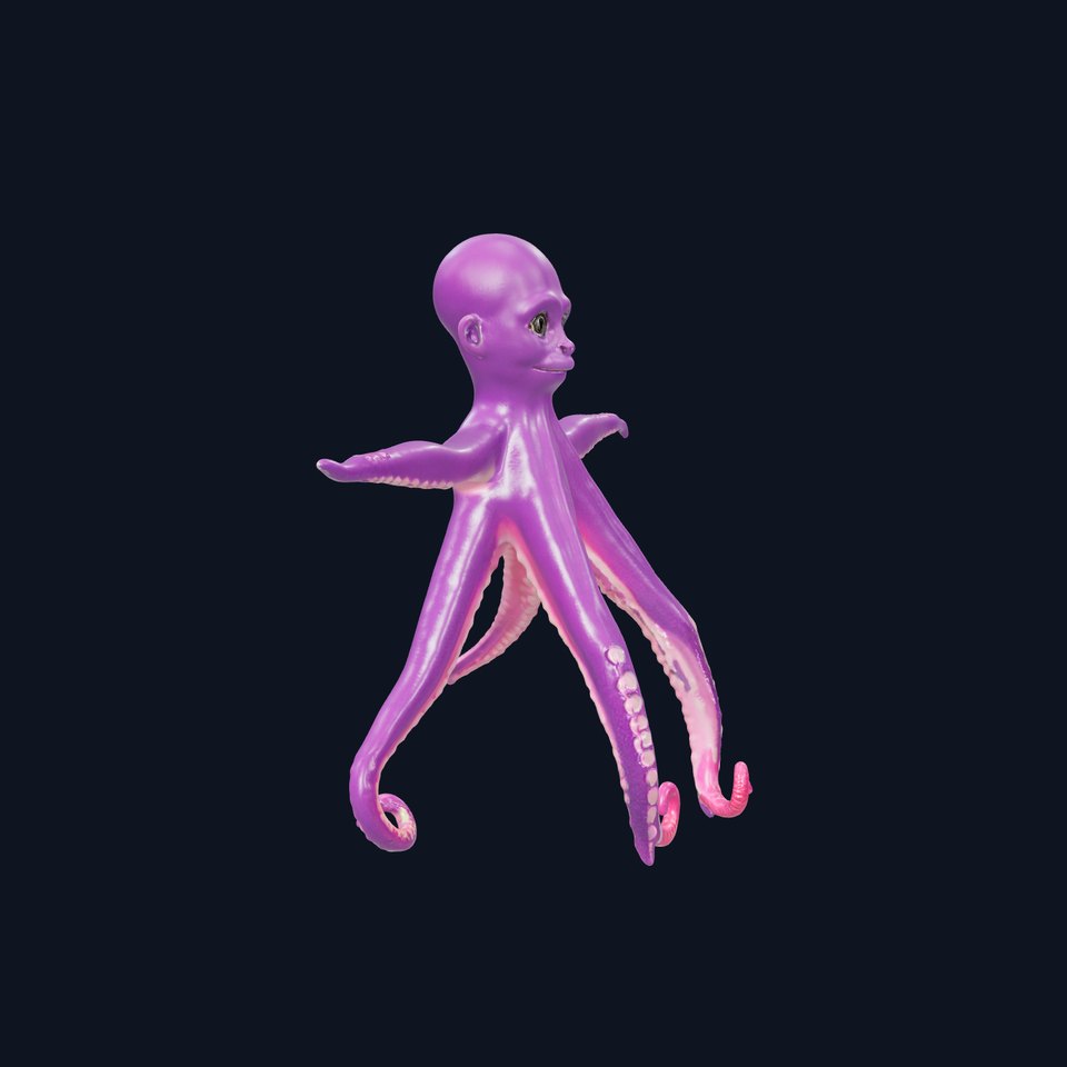 Purple Octopus Character model pack