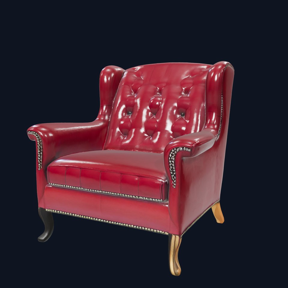 Elegant Burgundy Armchair model pack