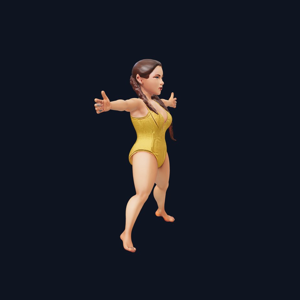 Shiny Gold Swimsuit Character model pack