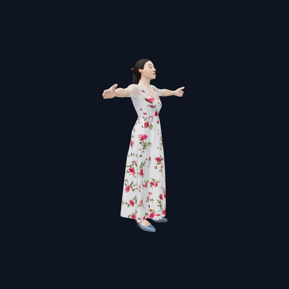 Elegant Floral Dress model pack