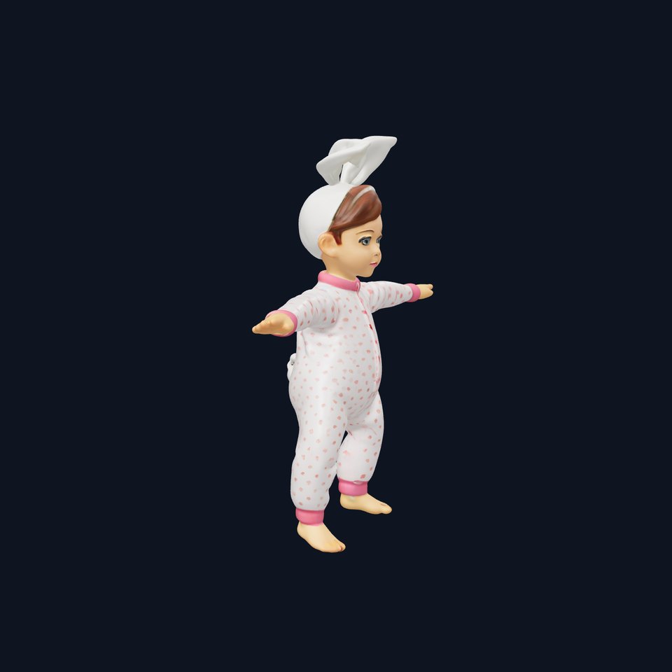 Pink Polka Dot Pajama Doll model pack