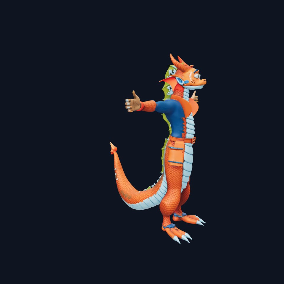 Vibrant Orange Dragon model pack