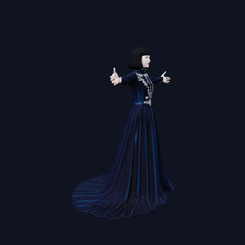 Elegant Blue Dress model pack