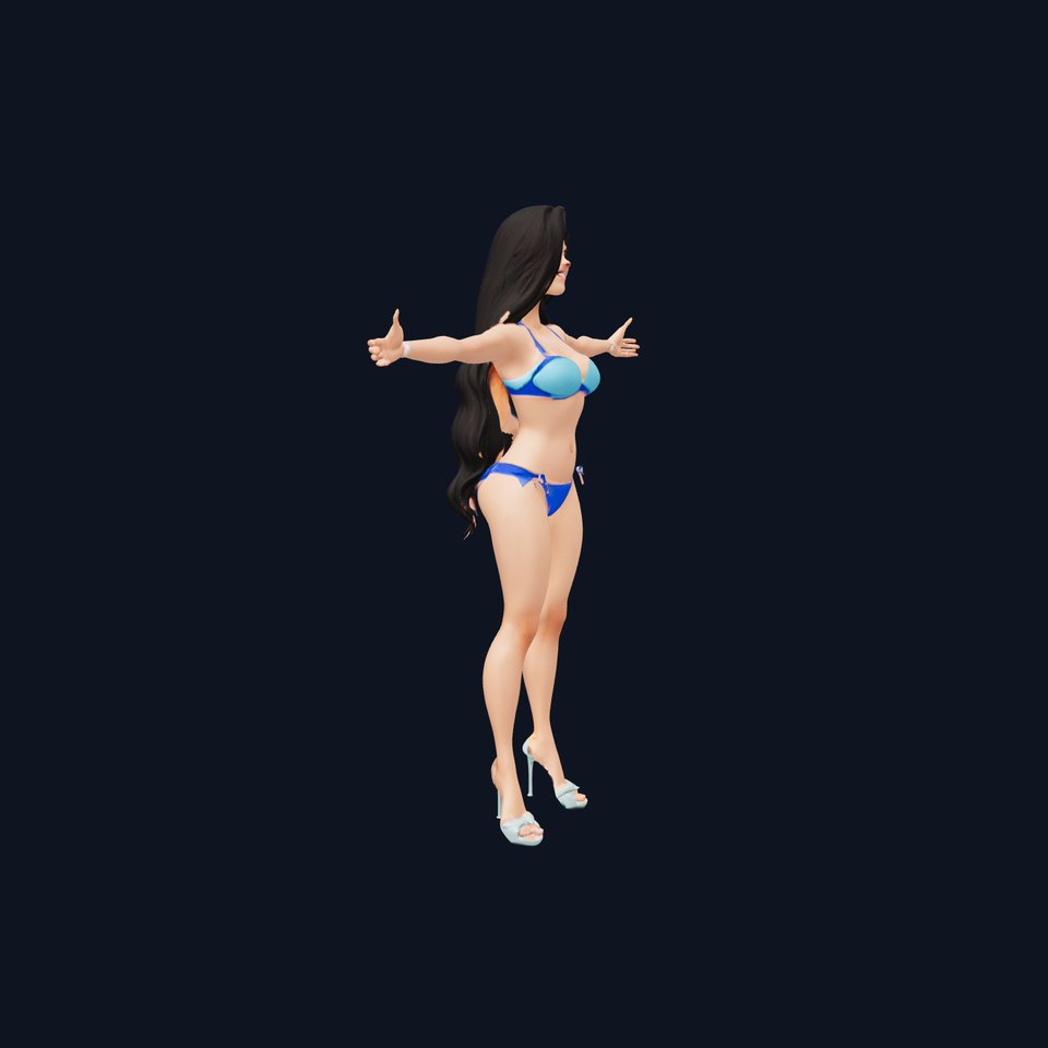 Beachwear Model Pack with Blue Bikini