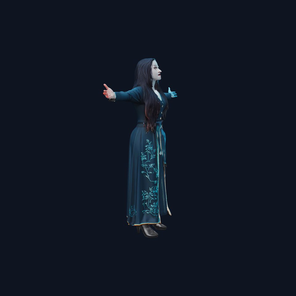 Elegant Floral Dress model pack