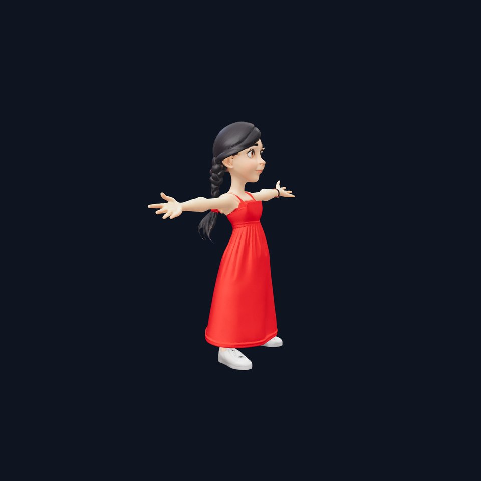 Youthful Character in Red Dress model pack