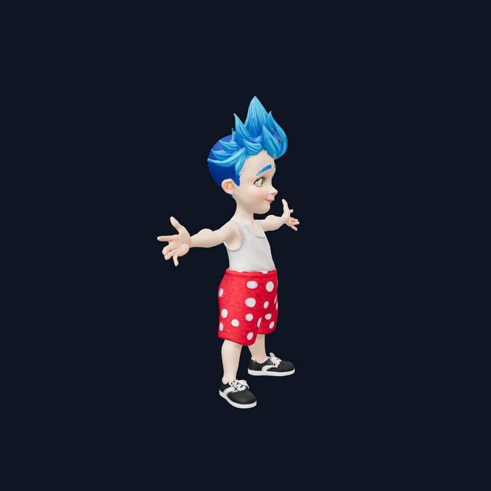BlueHaired Cartoon Boy model pack
